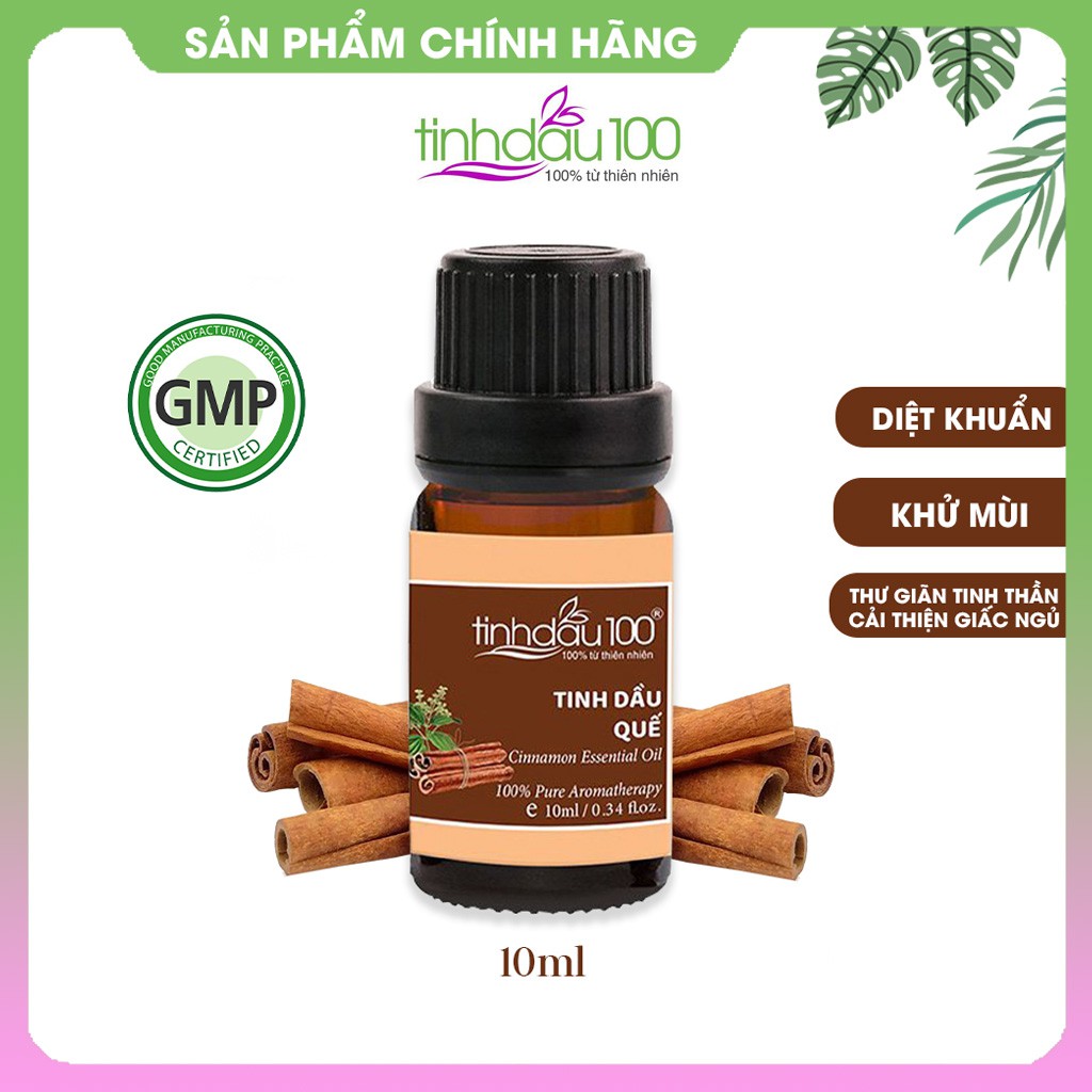 Tinh dầu quế nguyên chất lau nhà diệt khuẩn, xông phòng khử mùi hôi, hương thơm ấm 10ml Tinh Dầu 100 Shop