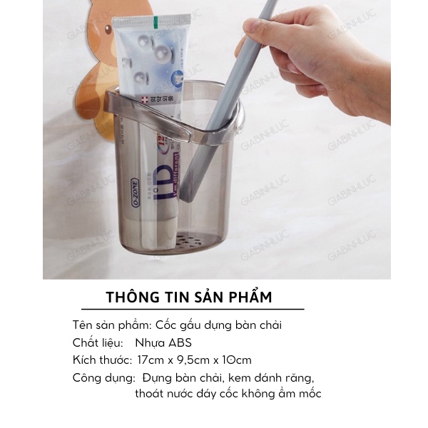 Cốc đựng bàn chải kem đánh răng dán tường kiểu con gấu dễ thương cốc dánh tường đựng đồ dùng thông minh