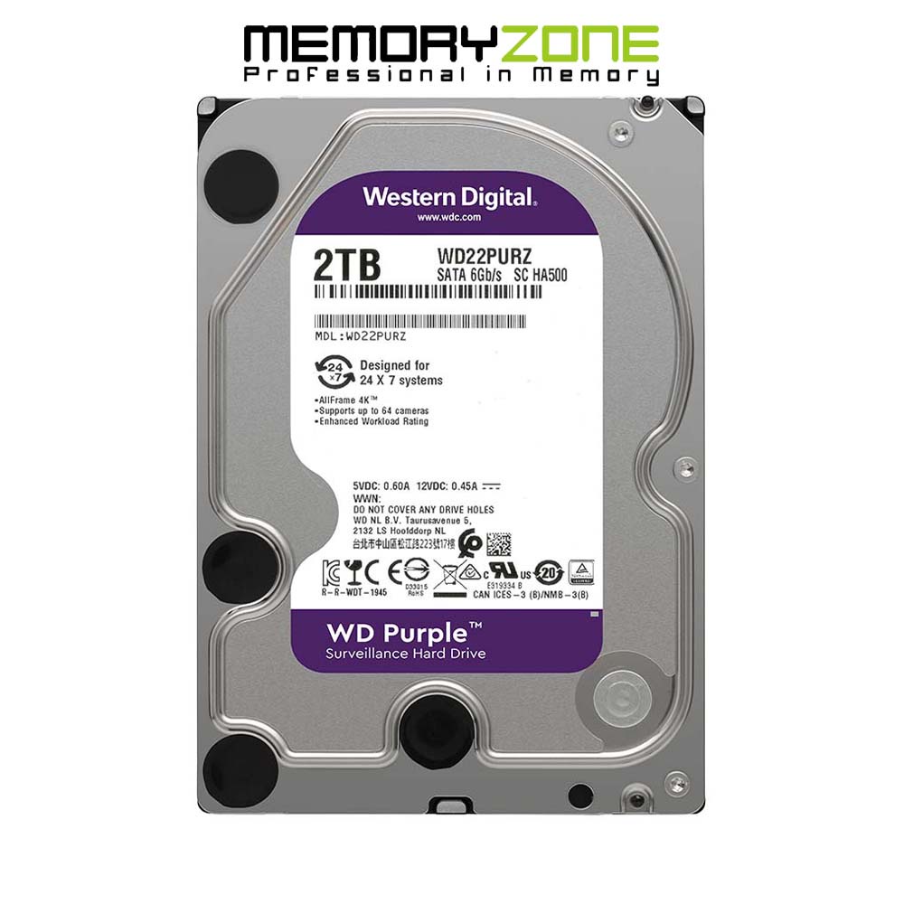 Ổ cứng HDD WD Purple 2TB 3.5 inch SATA III 256MB Cache 5400RPM WD22PURZ