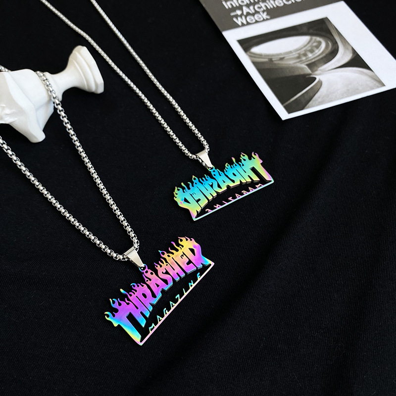 Dây Chuyền Thép Titan Không Gỉ 22732 Có Khắc Chữ Phong Cách Hip Hop