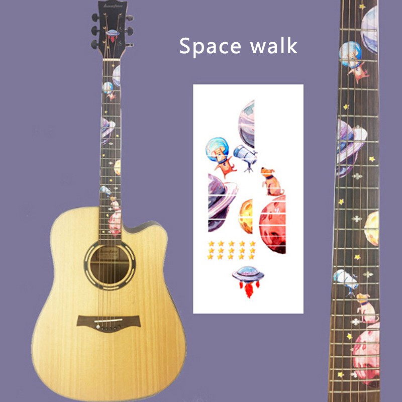 Miếng Dán Phím Đàn Guitar Bass Inlay DIY Hình Không Gian Vui Nhộn