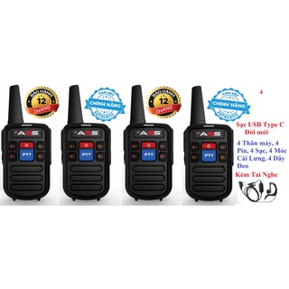Bộ 4 Chiếc Bộ đàm siêu nhỏ mini chất lượng khủng ABS GP800 (2 Phím bấm PTT)