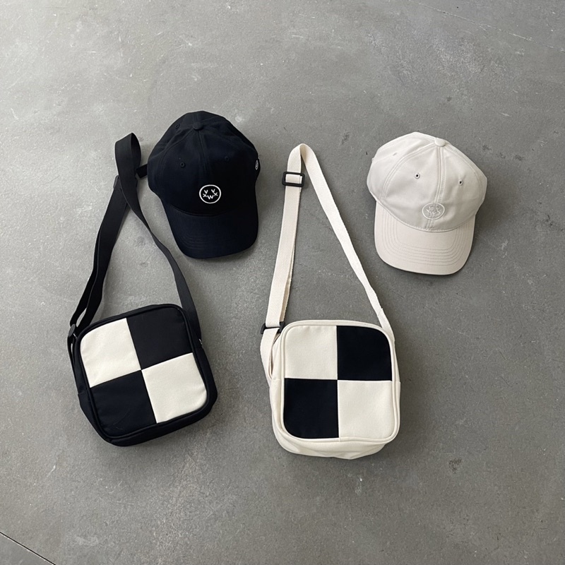 Túi Tote Đeo Chéo “Mini Checked Bag” Vải Canvas