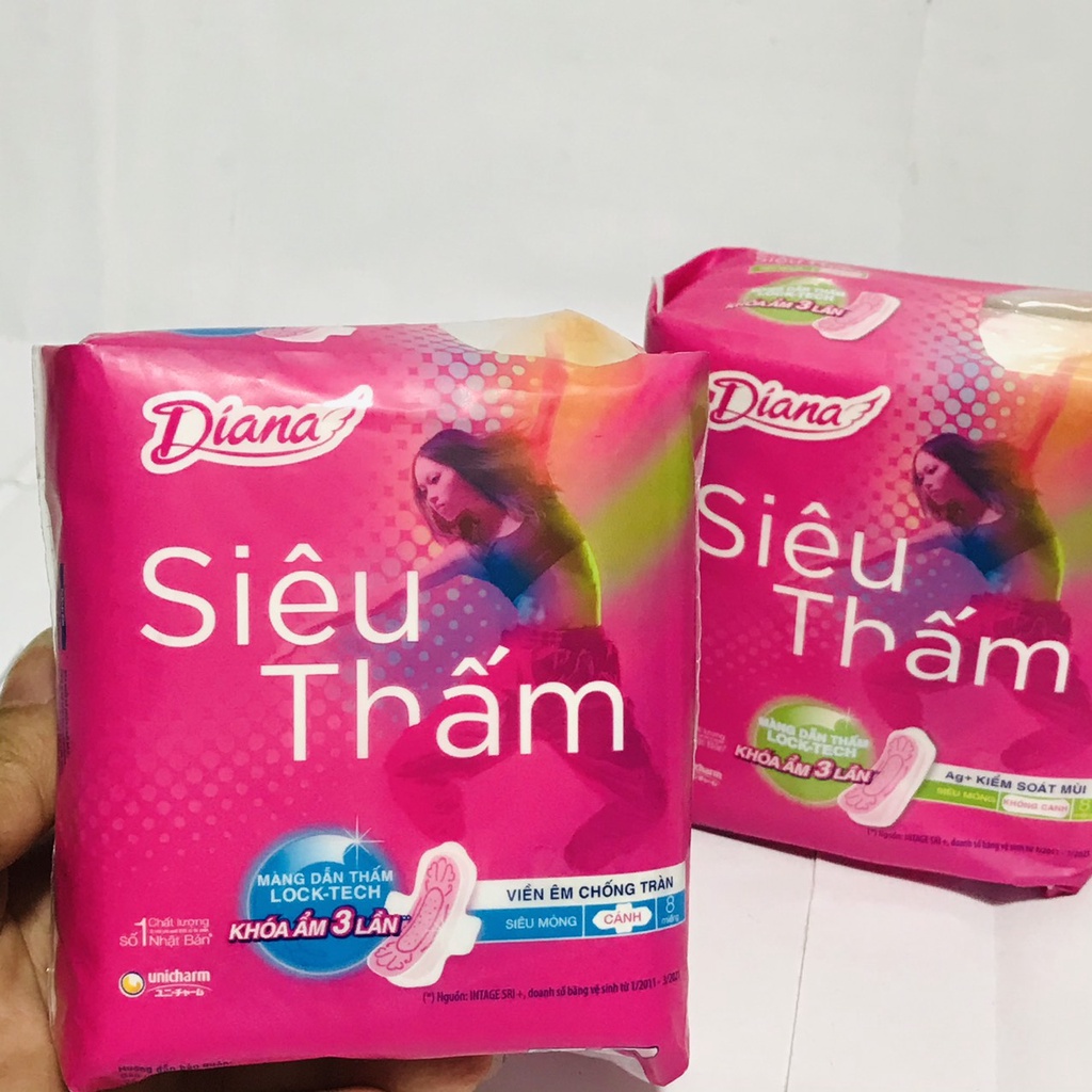 Băng vệ sinh Diana siêu thấm siêu mỏng cánh 8 miếng/gói