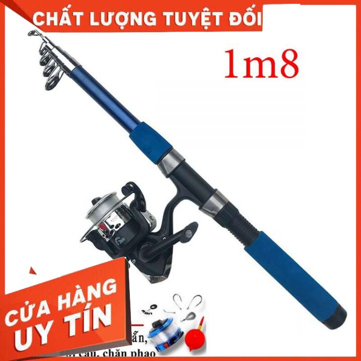 Bộ cần câu máy gồm kèm máy cước,phao,lưỡi,chì,chặn phao - Kích thước: 1m8