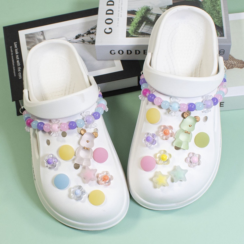 Bộ Phụ Kiện Nút Gắn Giày Crocs Hình Gấu Hoạt Hình Dễ Thương