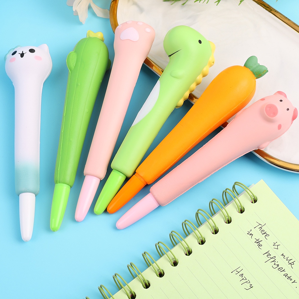 Bút Gel Mềm Hình Trái Tim/Hoạt Hình Dễ Thương Sáng Tạo Cho Học Sinh