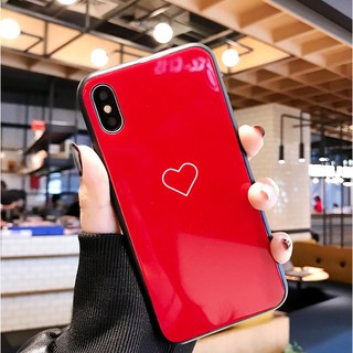 Ốp lưng iphone kính cường lực cao cấp tim đỏ