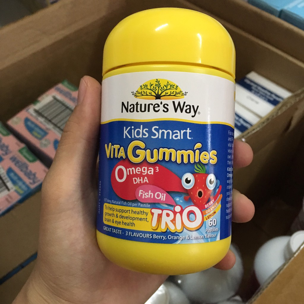 Kẹo gum bổ sung DHA cho bé Kids Smart Vita Gummies Omega-3 60 viên