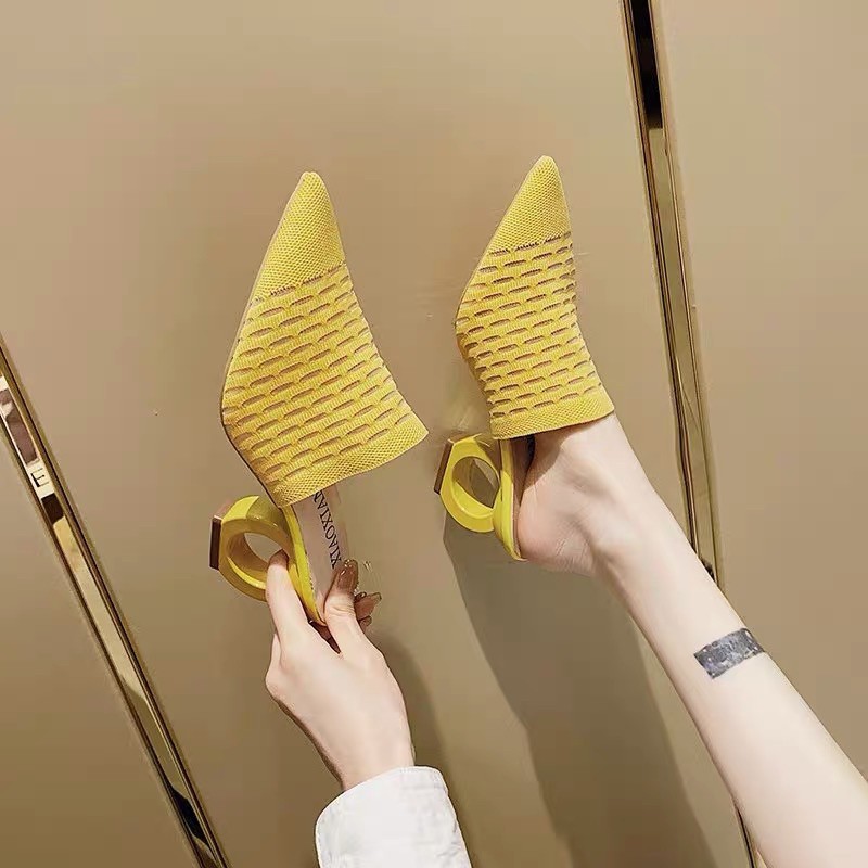 (ORDER) Guốc vải mũi nhọn đế tròn BIG SIZE 35-43