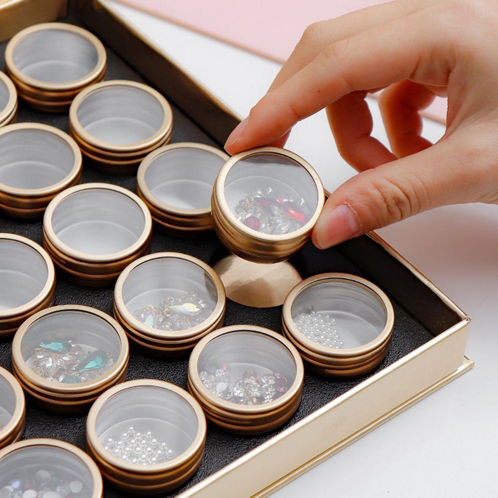 MOCHO Hộp Đựng Trà / Trang Sức / Móng Tay Hình Tròn Cỡ Nhỏ Đính Kim Sa Lấp Lánh Tiện Dụng