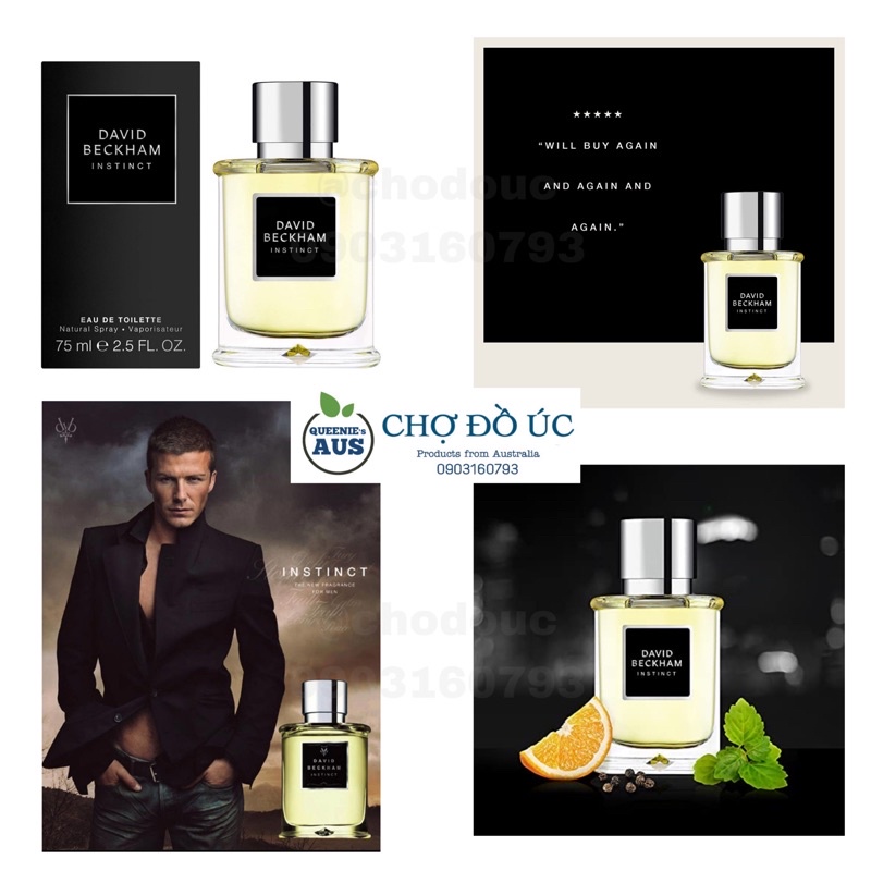 Nước hoa nam David Beckham INSTINCT - ESSENCE - EDT 75ml - nhập Úc tem Chemist
