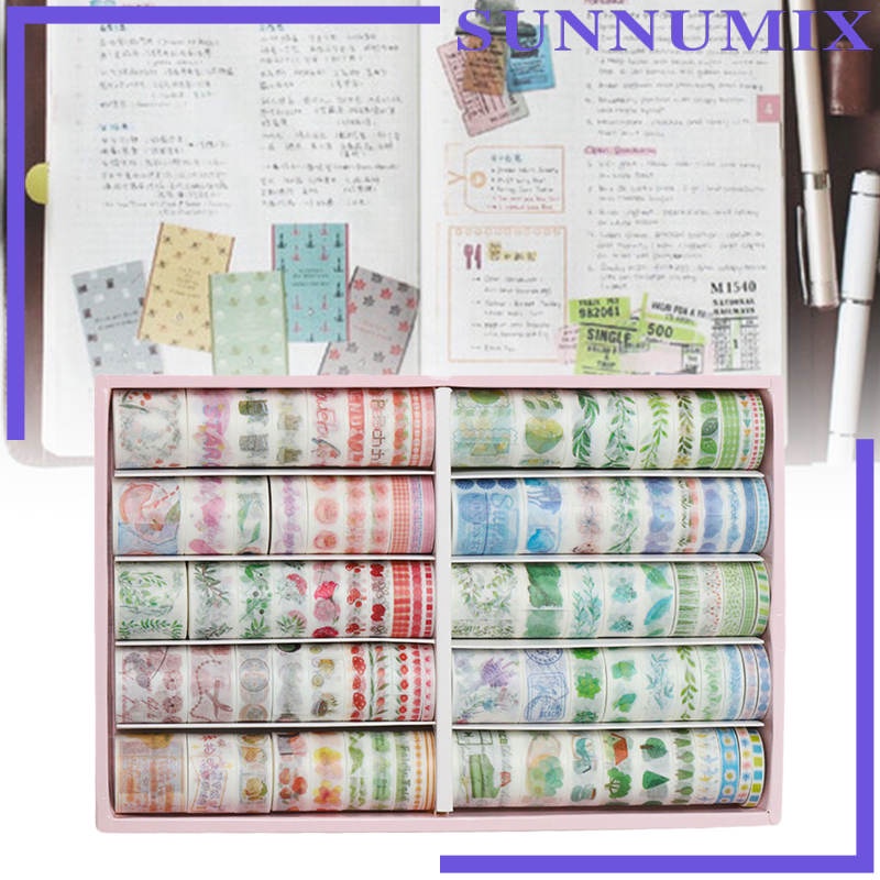 Set 100 Cuộn Băng Dính Washi Dùng Trang Trí Sổ Tay DIY