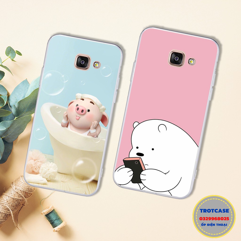 [ RẺ VÔ ĐỊCH ] Ốp lưng điện thoại Samsung A9 Pro - ốp lưng dẻo trong in hình gấu cầm điện thoại và thỏ cầm sao đẹp