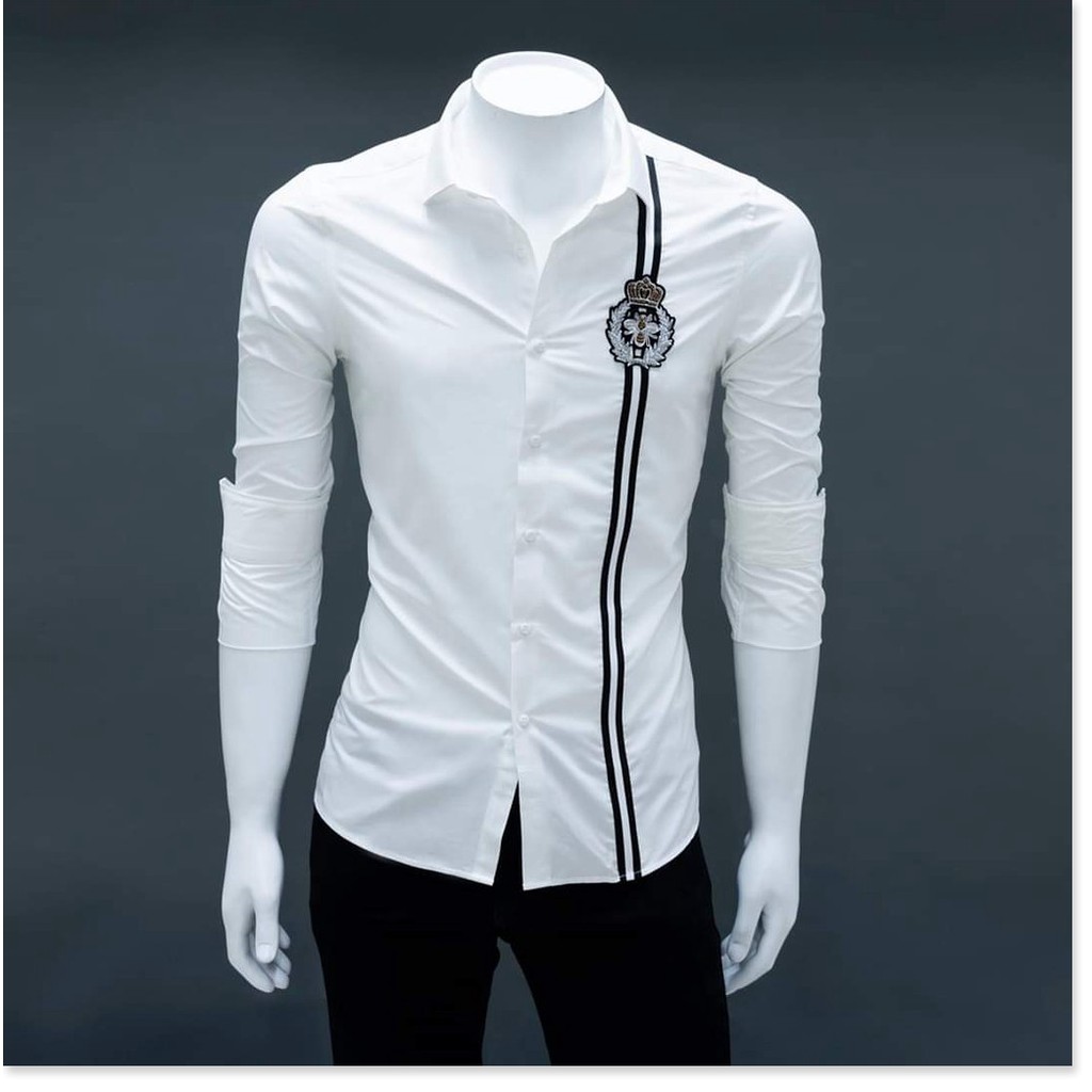 Áo sơ mi nam trắng cổ họa tiết thời trang hot nhất &lt;3, HP