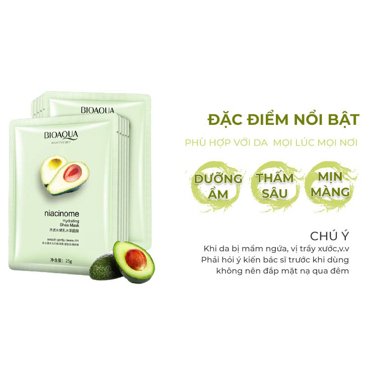 Mặt nạ quả bơ dưỡng ẩm chống lão hóa dưỡng da trắng da giảm mụn Bioaqua LUVELA MN14 | BigBuy360 - bigbuy360.vn