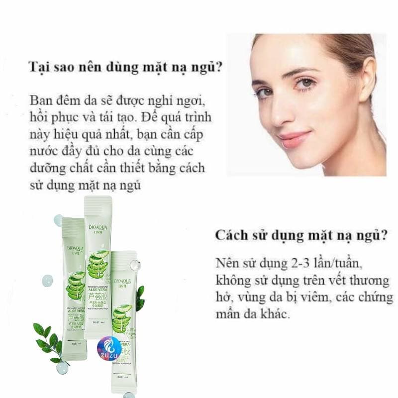 Mặt Nạ Ngủ Collagen Lô Hội 20 Gói Nâng Cơ Dưỡng Trắng Da Cấp Ẩm Giảm Mụn Mask Bioaqua Nội Địa Trung