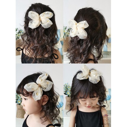 Kẹp Tóc Hình Nơ Lưới Phong Cách Hàn Quốc Cho Bé Gái