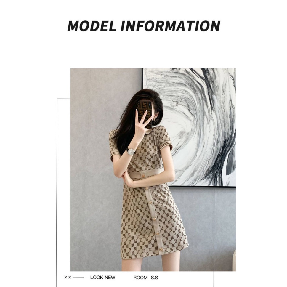Đầm polo dệt kim tôn dáng kiểu Pháp thời trang hè vintage 2022 mới