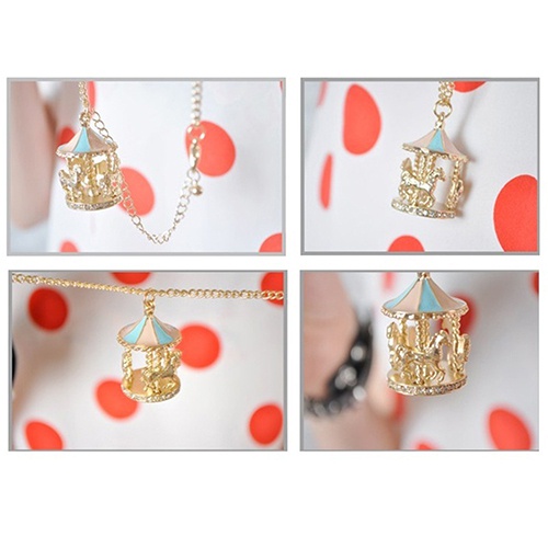 Dây chuyền bằng hợp kim phối mặt hình vòng xoay ngựa đáng yêu