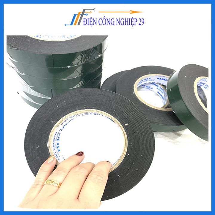 Băng dính 2 mặt 2cm màu xanh siêu dính