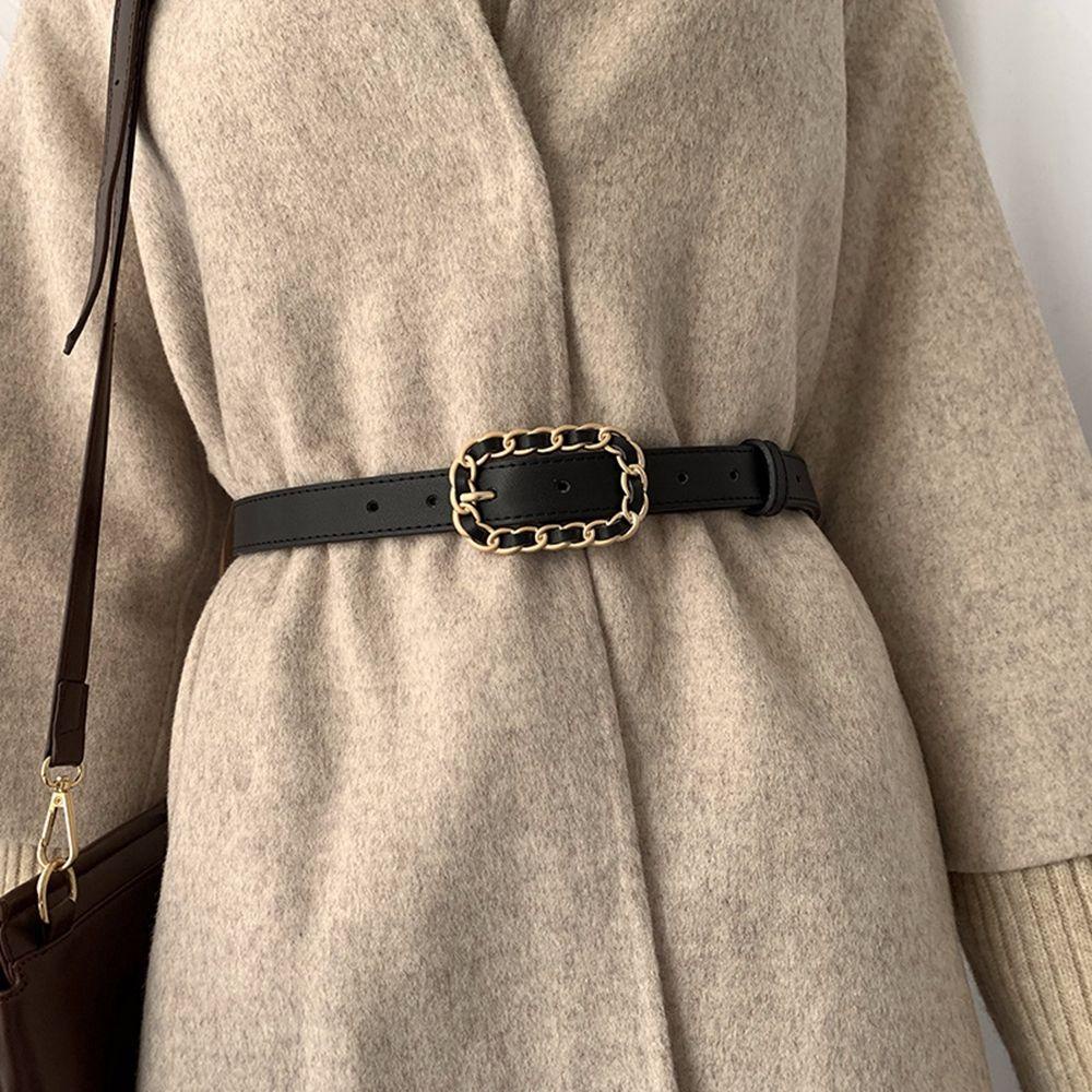 Thắt Lưng Da PU WMES15H Khóa Kim Loại Hình Oval Thời Trang Hàn Quốc