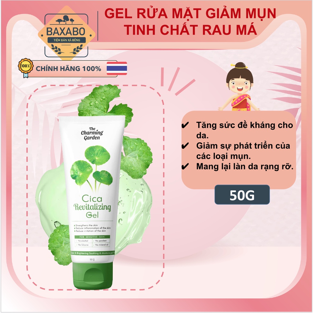 GEL RỬA MẶT DỊU NHẸ CHIẾT XUẤT RAU MÁ NGĂN NGỪA MỤN NỘI ĐỊA THÁI LAN - GEL RỬA MẶT CICA REVITALIZING  50GR
