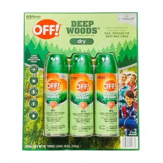 Xịt chống muỗi và côn trùng OFF! Deep Woods Dry set 3 chai