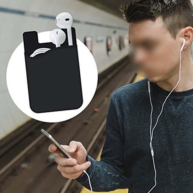 Ví silicon đựng thẻ dán mặt lưng điện thoại tiện dụng nhiều màu sắc tùy chọn