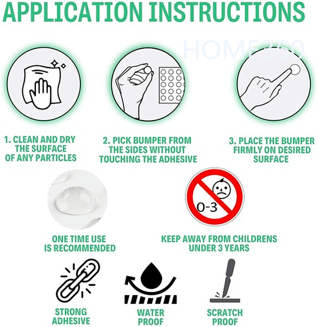 Gói 50 tấm đệm cao su trong suốt tự dính giảm âm chống va chạm cho ngăn kéo/cửa tủ/mặt bàn/tủ đựng chén đĩa/khung ảnh