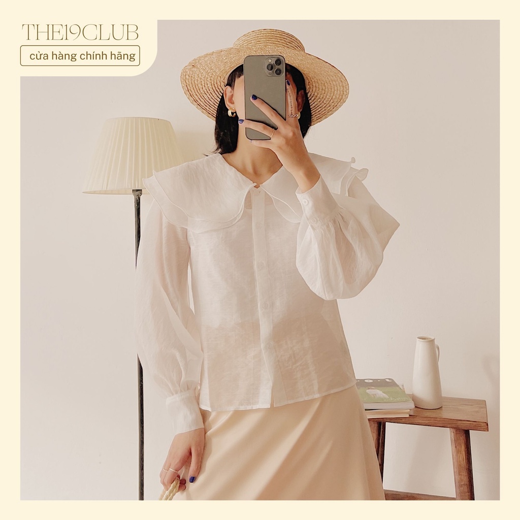 THE19CLUB - Áo sơ mi cổ bồng hai tầng vải voan tơ 3 màu sắc - Jennie Shirt