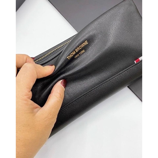 TNS-Clutch cầm tay unisex da thật cao cấp nhiều ngăn Thom clutch-màu đen classic