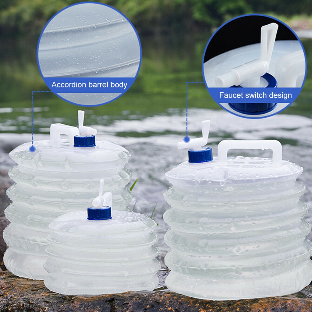 Bình đựng nước 5L / 10L / 15L có thể gấp gọn tiện dụng để mang theo khi đi cắm trại du lịch ngoài trời