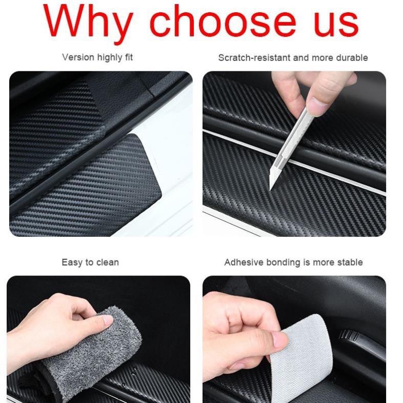 Delcan bảo vẹ bước chân cửa xe ô tô, Miếng dán chông trầy xước bước chân cửa xe ô tô có logo hãng.