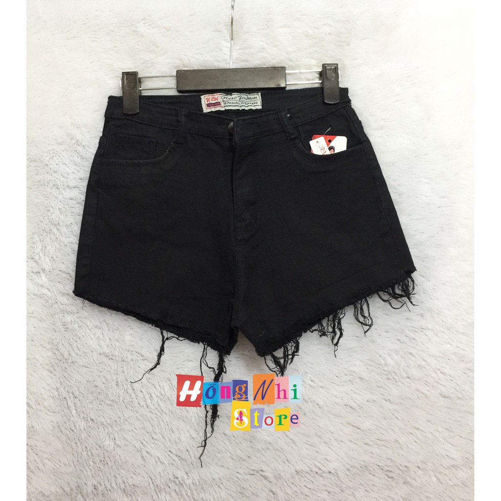 QUẦN SHORTJEAN QUẦN ĐÙI JEAN ĐEN CO DÃN LƯNG CAO TƯA LAI