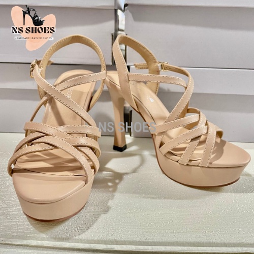 Giày cao gót Hoa Hậu đế đúp thời trang phiên bản gót trụ chắc chắn, da mềm, đệm lót êm chân 13cm - NS2135