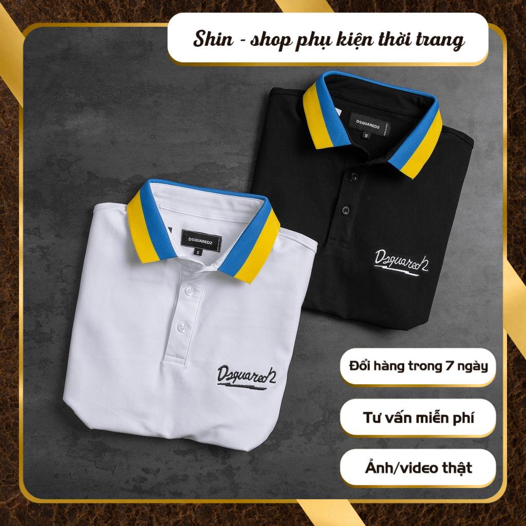 Áo thun POLO nam cổ bẻ phối màu BASIC vải cá sấu Cotton trẻ trung 2 màu dsq2  - Shin Shop Phụ kiện thời trang