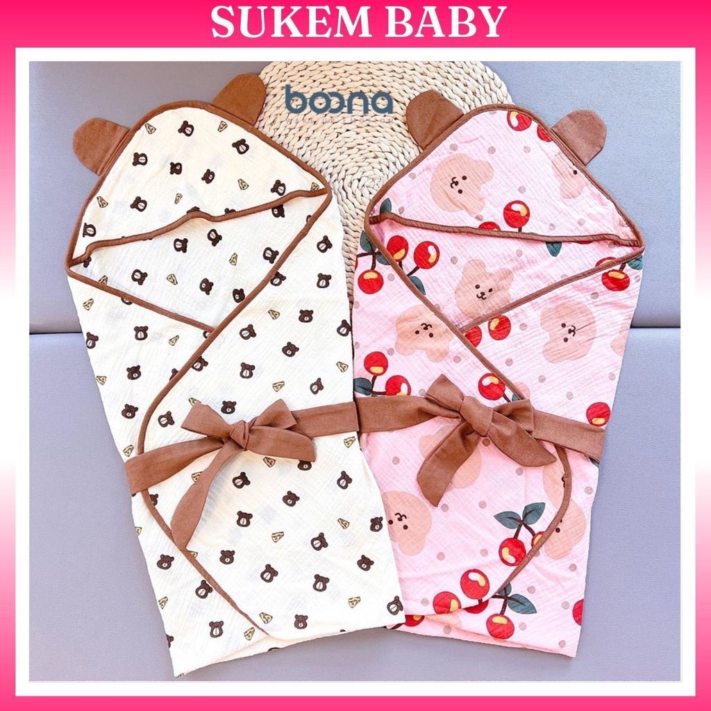 Khăn Tắm Xô - Ủ choàng xô Muslin có đai giữ Khăn Đa Năng Có Thể Làm Chăn, Ủ Kén Cao Cấp Cho Bé Hàng Xuất Khẩu