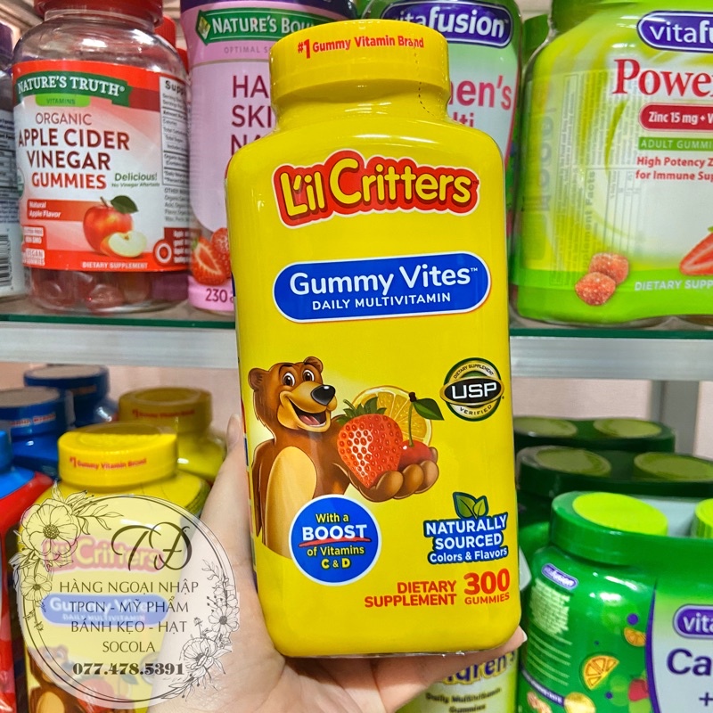[Hình ảnh thực tế] LÔ MỚI DATE 05/2023 TPCN Kẹo dẻo bổ sung Vitamin cho bé L’il Critters Gummy Vites của Mỹ 300 viên