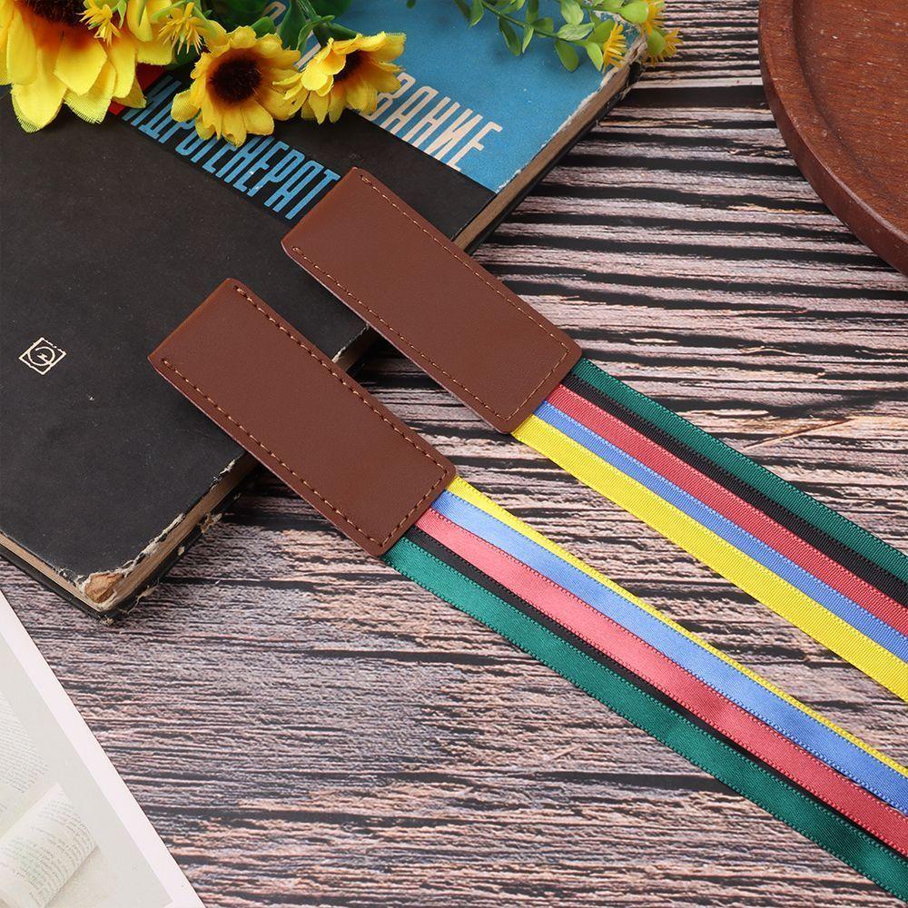 Bookmark Bằng Da PU Nhiều Màu Sắc Kèm Dây Ruy Băng Dùng Làm Quà Tặng Cho Học Sinh / Văn Phòng