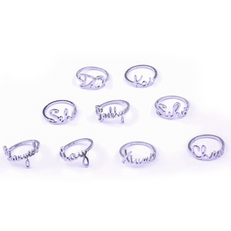 Kpop EXO Name Silver Titanium Steel Finger Ring Fashion Unisex Jewelry Gift