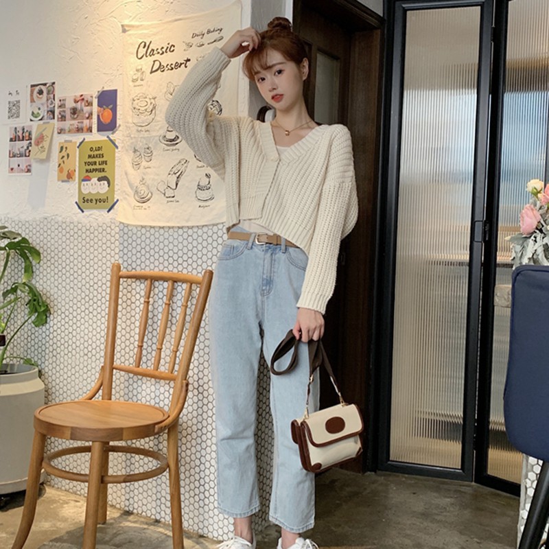 Áo khoác Cardigan dệt kim phối nút thiết kế màu trơn thanh lịch