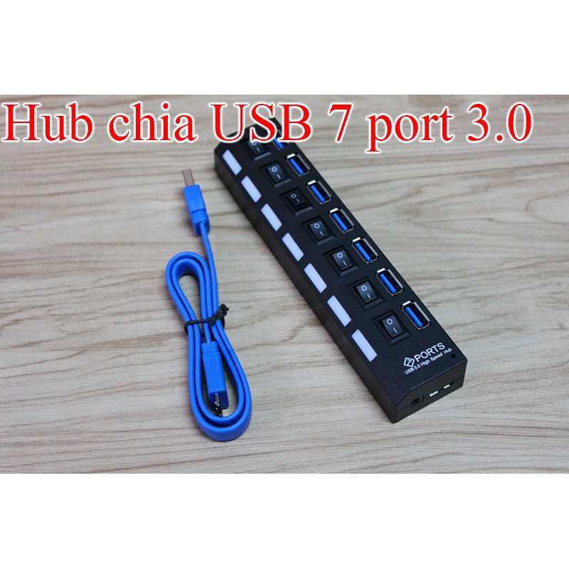 [Freeship toàn quốc từ 50k] Hub chia USB 7 Port chuẩn 3.0 có công tắc