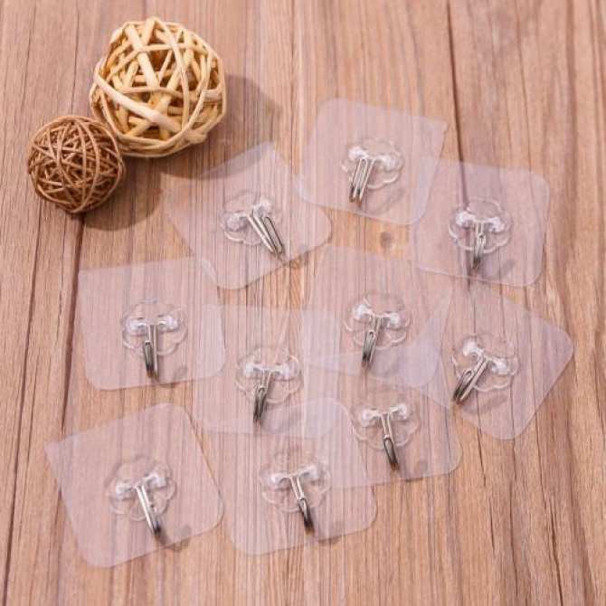 Set 100 Móc Dán Tường Siêu Dính Chịu Lực 6x6cm, Móc Treo Quần Áo Treo Đồ Tiện Dụng