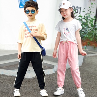Quần Thể Thao Cotton Lanh Mỏng Dáng Rộng Chống Muỗi Thời Trang Mùa Hè Dành Cho Bé Trai Và Bé Gái