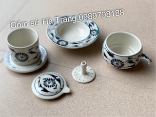 Phin pha cafe gốm sứ Bát Tràng vẽ cúc