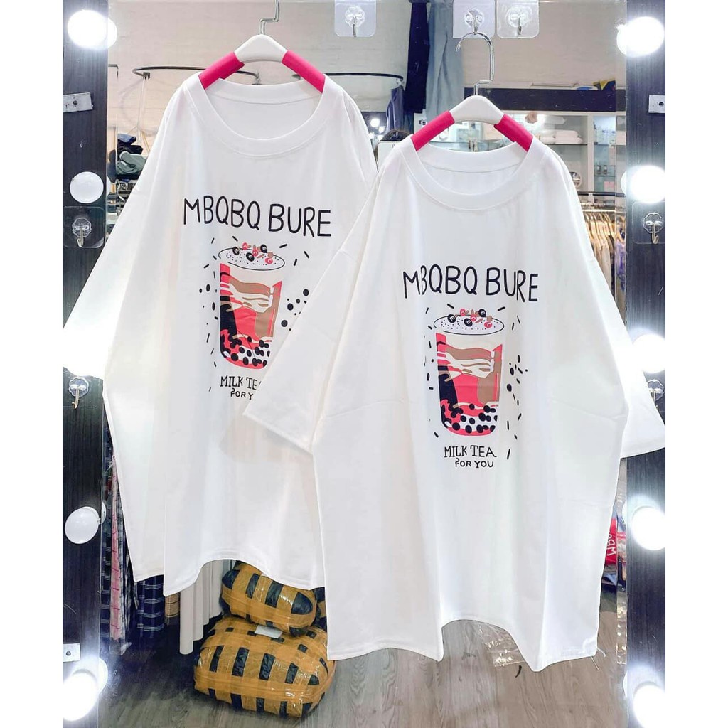 Áo phông nam nữ trà sữa MBQ Milk Tea BIGOMALL - Áo thun unisex ngắn tay Freesize 55kg