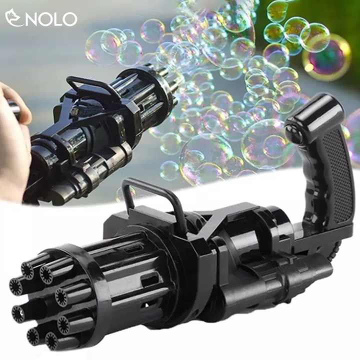 Máy Phun Bong Bóng Xà Phòng Tự Động 8 Nòng Dùng Nguồn 3 Viên Pin AA Có Kèm Nước Xà Phòng