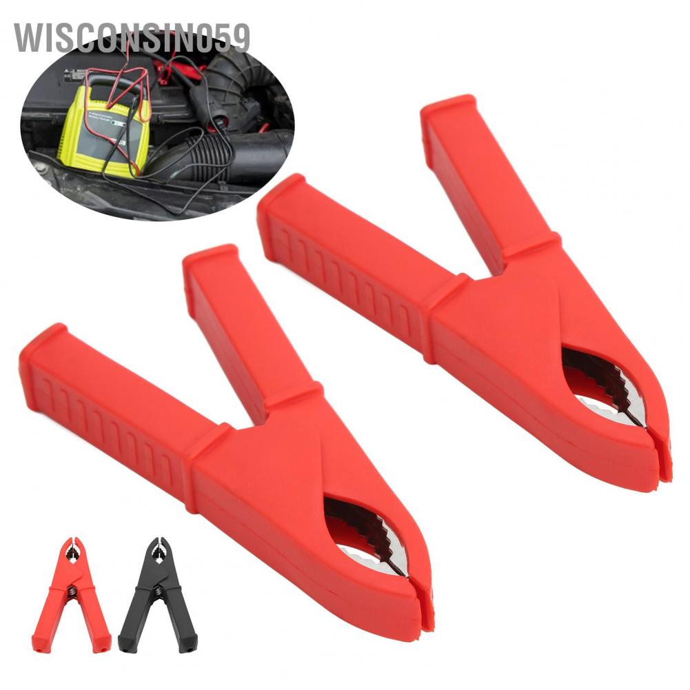 Wisconsin059 2 Pcs Insulated Clip 100mm All Copper Battery Electrical Test Insulation Spring Alligator