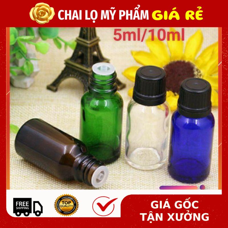 Lọ Chiết Serum ❤ RẺ VÔ ĐỊCH ❤ [5ml,10ml] Lọ đựng tinh dầu thủy tinh nắp đen nhỏ giọt , phụ kiện du lịch